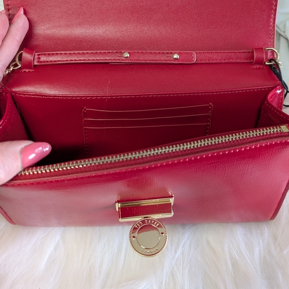 Ted Baker Parisa Classy Red Shoulder Clutch Bag With Removable Chain Strap, Kiss - Picture 7 of 13